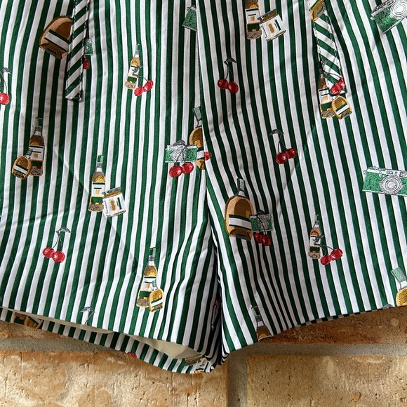 Mini Vintage Pinup Style Shorts / Tune & Tune / Size Medium/ Green & White Strip - Picture 10 of 12